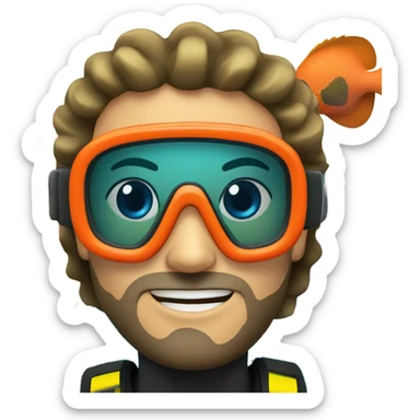 sub man look coral under sea sticker