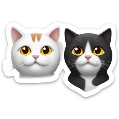 Two people adults, one black-white cat and one red-grey-white cat sticker