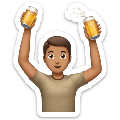 throwing beer can with the arm up in the air sticker