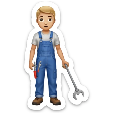 Mechanic + wrench + oil stain,Repair Crew. sticker