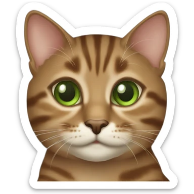 Dark Marron tabby cat Green eyes, beige mouth sticker