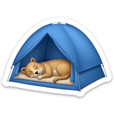 Blue tent with a Slow animal sticker