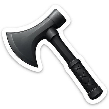 Make this steel axe 10% darker, keep it crisp, shiny, and slightly fancier than iron, realistic metallic steel, emoji style, transparent background. sticker