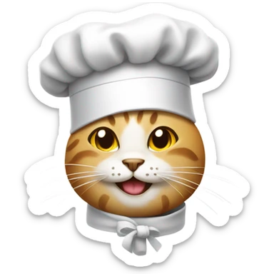 Cat smiling while wearing a chef hat sticker