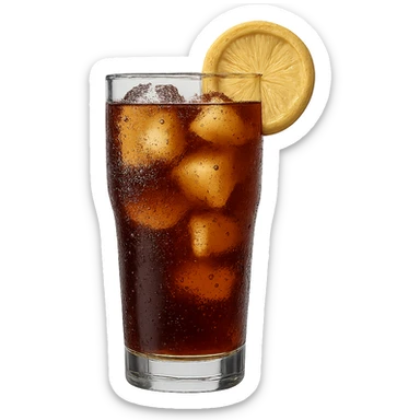 Remove the background and keep only the realistic glass of cola with ice with a transparent background in photorealistic style. sticker
