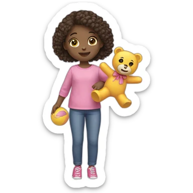Girl playing with a doll sticker