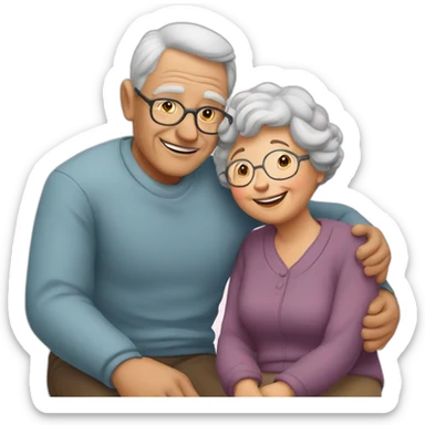 Granny in love with grandfather sticker