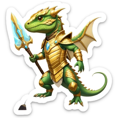 valorous Viking lizard in Valhalla, detailed armor, heroic pose, glowing sky sticker