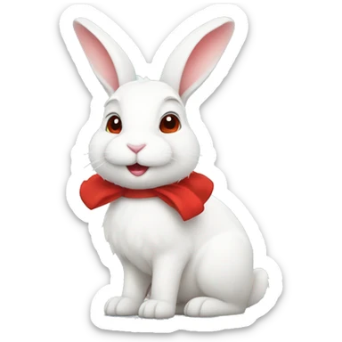 white bunny with red bunny sticker