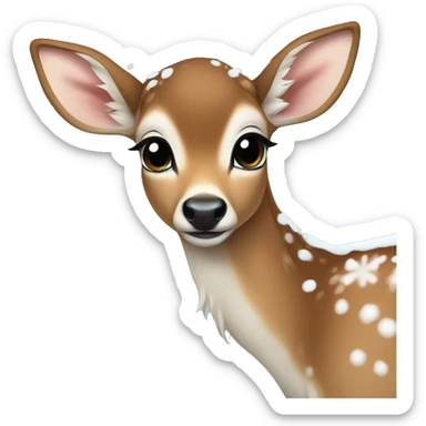 Fawn in winter wonderland sticker