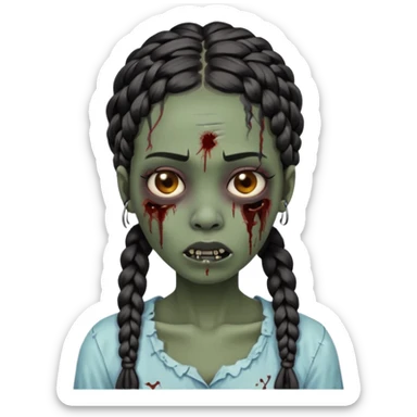 swag zombie girl black with braids sticker