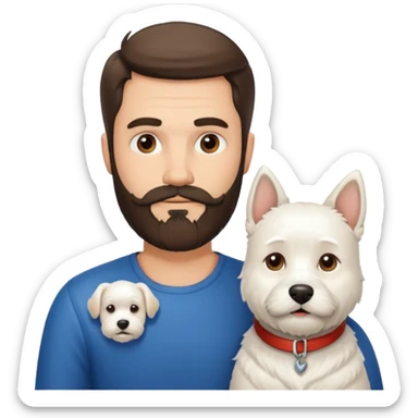 Handsome Italian bearded man with white dog sticker