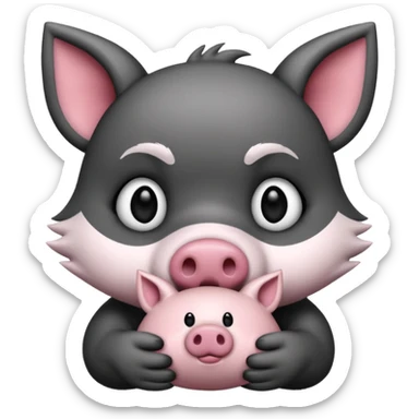 Wolf cartoon wholding animal for eating  sticker