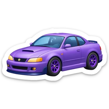 Purple and navy blue car doing a drift. sticker