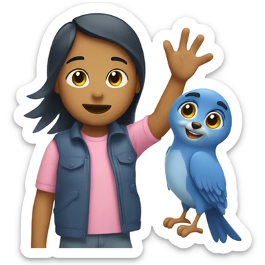 Bluey waving at a little girl sticker