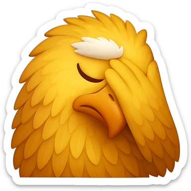 Make the yellow eagle do a facepalm gesture in the style of emoji. Remove the background. sticker