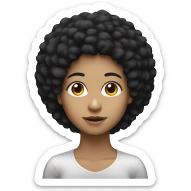 Caucasian girl with a black afro sticker