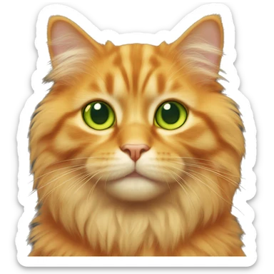 Orange fluffy cat with yellow green eyes sticker