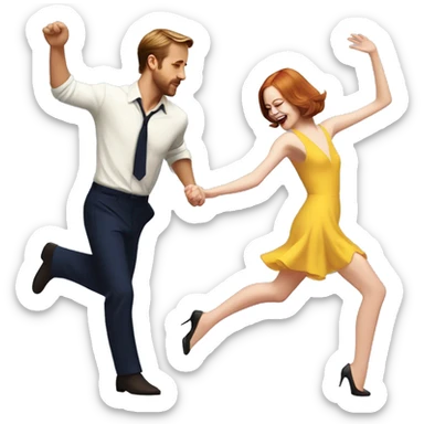 Ryan gosling and Emma stone dancing La La land sticker