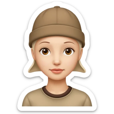 Woman with no hair wearing cute hat  sticker