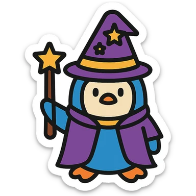 A penguin wizard sticker