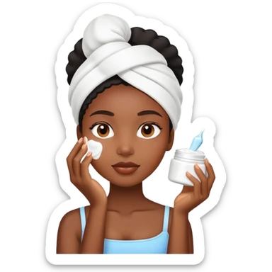 Black girl applying face cream sticker