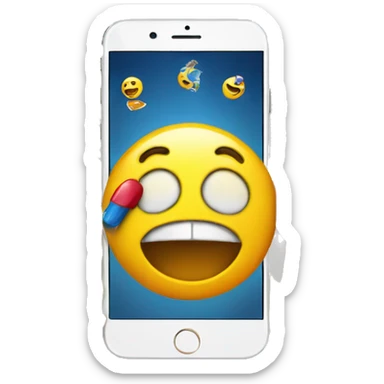 emojis coming out of a phone on social media sticker