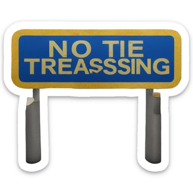 A "No Trespassing" sign on a road sticker