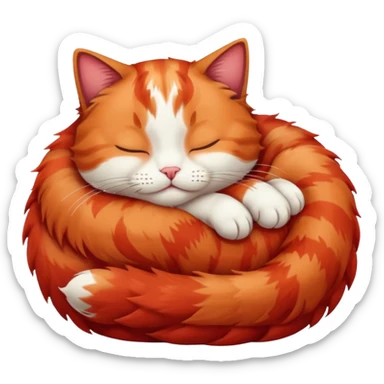 Curled Sleeping Cat red sticker