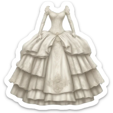 Hyper Realistic ornate 
edwardian Wedding dress displays sticker