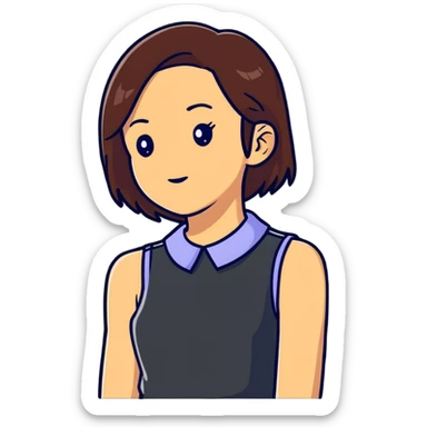 red sleeveless top with a darker collar on a girl sticker