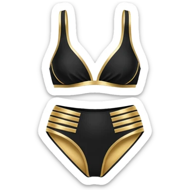 high-waisted bikini, black and gold sticker
