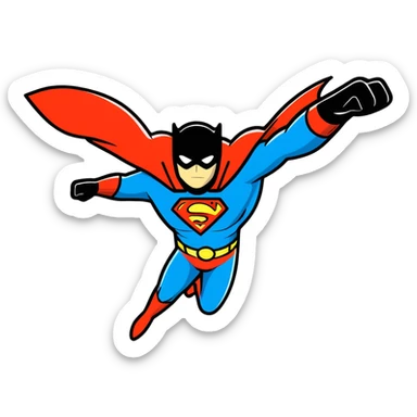 Flying superhero with energy glow around them sticker