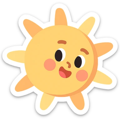 pastel toon style sun with sunlight shining at its side sticker