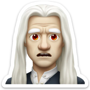 angry aristocratic albino with long white hair one red eye  sticker