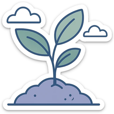 green plant sprout emerging from soil, minimal and fresh, modern illustration style sticker