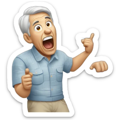 old man screaming at air conditioner sticker