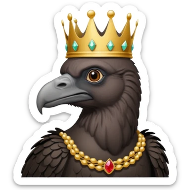 old black vulture wearing crown  sticker
