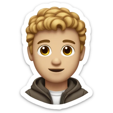 Generate a memoji of a 25-year old male from Poland. He has big brown eyes and hair. Use white background. sticker