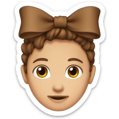 Brown hair bow sticker