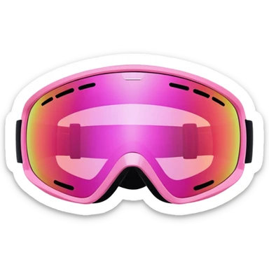 sporty pink ski goggles, frameless design with pink mirrored lenses, snow eyewear sticker