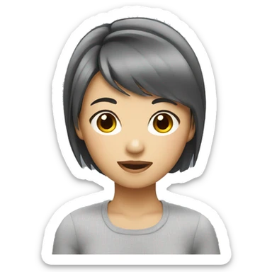 Asian girl with short hair  sticker