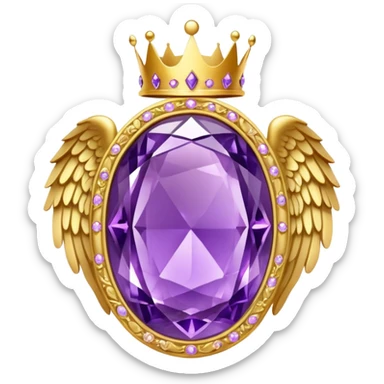 Big complex amethyst stone award-in-frame-decorated-with-golden-angel--wings and crown sticker