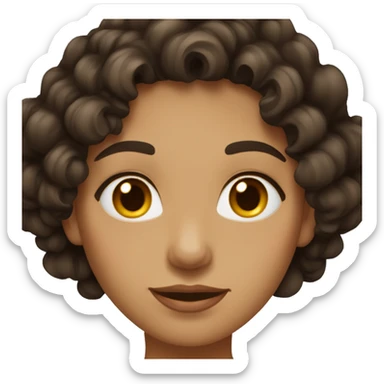 carrer woman with dark brown wavy-curly medium length hair, dark brown eyes sticker