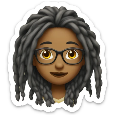 girl lol emoji with glasses and long dreadlocks sticker
