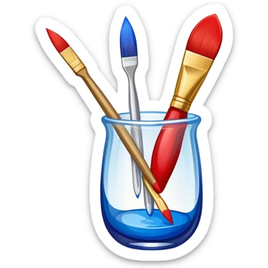 Glass painting icon, hand-painted vibrant patterns on a glass surface with visible bold brushstrokes, no liquid inside the glass object, bright colors like red, blue, and gold, visible fine paintbrush, minimalistic style, clean lines, transparent background. sticker