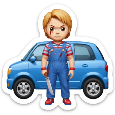 Chuky si carros y cuchillo sticker