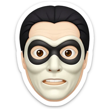 masked man, evil, serial killer, creepy, black hair, older sticker