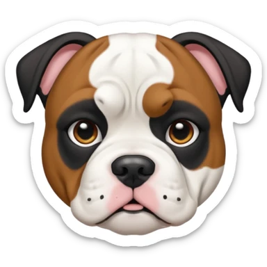 Black and white American bulldog black body white head black around one ear and I sticker