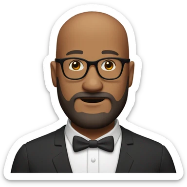 Man, bald, glasses, red beard, good looking sticker